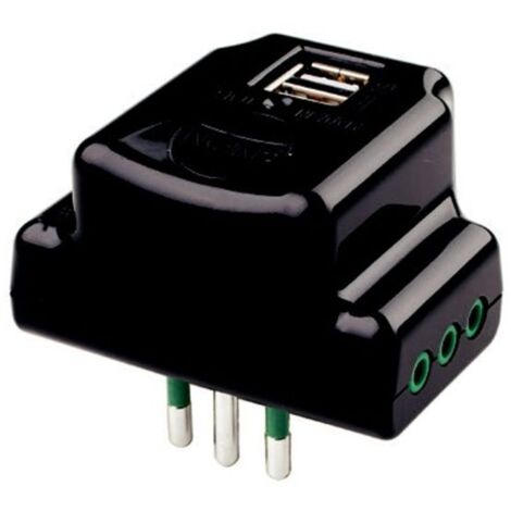 Fanton 87801 Adattatore 1s 10a 3pt + 2usb Black