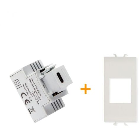 Fanton caricatore 1 USB-C 3A Ricarica rapida 18W Compatibile Gewiss Serie Chorus Bianco - 82901
