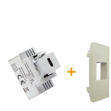 Fanton caricatore 1 USB-C 3A Ricarica rapida 18W Compatibile Vimar Linea Canapa - 82901