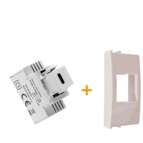 Fanton caricatore 1 USB-C 3A Ricarica rapida 18W da incasso Compatibile ABB Chiara Bianco - 82901