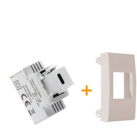 Fanton caricatore 1 USB-C 3A Ricarica rapida 18W da incasso Compatibile ABB Mylos Bianco - 82901