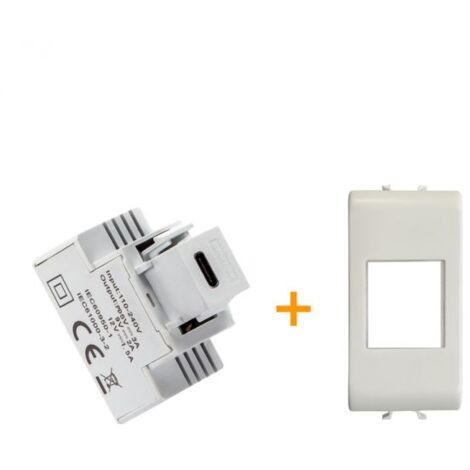 Fanton caricatore 1 USB-C 3A Ricarica rapida 18W da incasso Gewiss Chorus Bianco Satinato - 82901