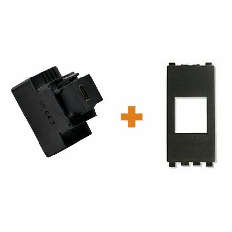 Fanton caricatore 1 USB-C 3A Ricarica rapida 18W da incasso Vimar Arke nera - 82902