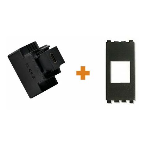 Fanton caricatore 1 USB-C 3A Ricarica rapida 18W da incasso Vimar Eikon grigio scura - 82902