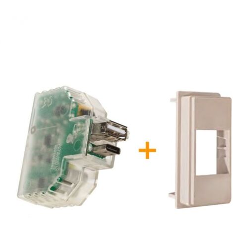 Fanton caricatore caricatutto USB A+C compatibile Bticino Living Now Sabbia - 82893