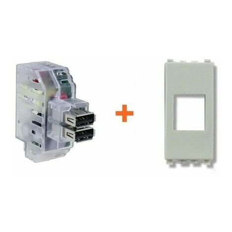 Fanton caricatore doppia presa USB A 5V 2,4A compatibile Bticino Luna bianca - 82892-LB