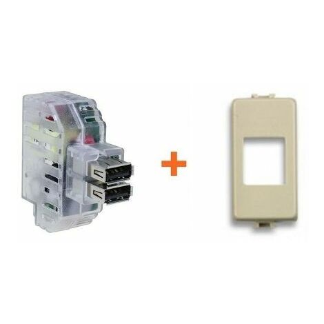 Fanton caricatore doppia presa USB A 5V 2,4A compatibile Bticino TT - 82892-TT