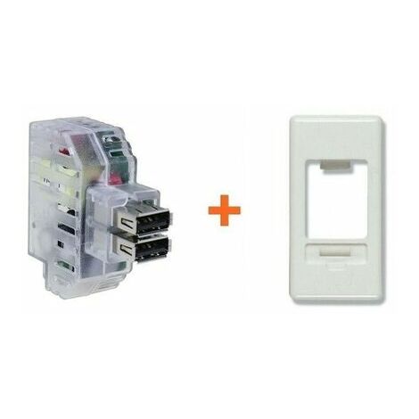 Fanton caricatore doppia presa USB A 5V 2,4A compatibile Gewiss System bianca - 82892-GS