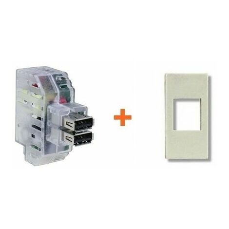 Fanton caricatore doppia presa USB A 5V 2,4A compatibile Legrand Mosaic - 82892-LM