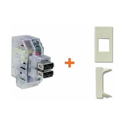Fanton caricatore doppia presa USB A 5V 2,4A compatibile Legrand Vela bianca - 82892-VB