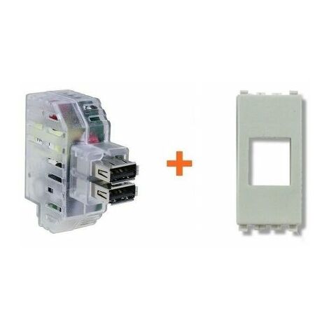 Fanton caricatore doppia presa Usb A 5V 2,4A compatibile Vimar Eikon bianco - 82892-EB