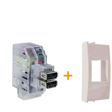 Fanton caricatore doppia presa USB AA 5V 2,4A Compatibile ABB Chiara Bianco