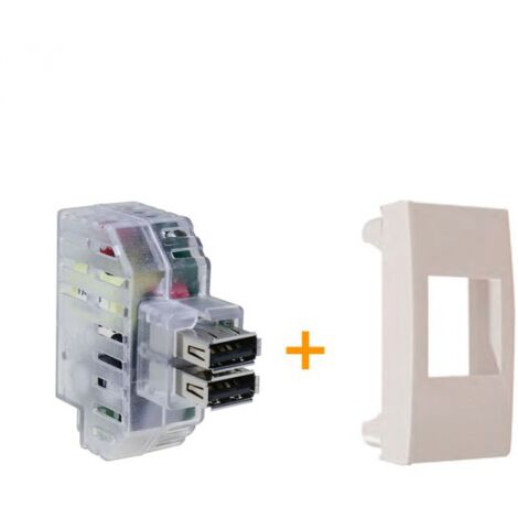 Fanton caricatore doppia presa USB AA 5V 2,4A Compatibile ABB Mylos Bianco