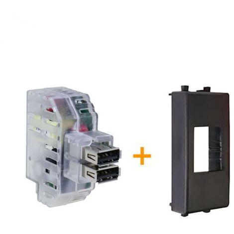 Fanton caricatore doppia presa USB AA 5V 2,4A Compatibile AVE Tekla 44 Nero