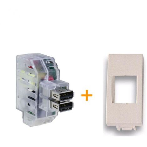 Fanton caricatore doppia presa USB AA 5V 2,4A Compatibile Bticino Light Bianco