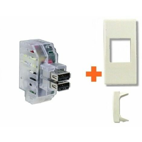 Fanton caricatore doppia presa USB AA 5V 2,4A compatibile Legrand Vela bianca - 82892-VB