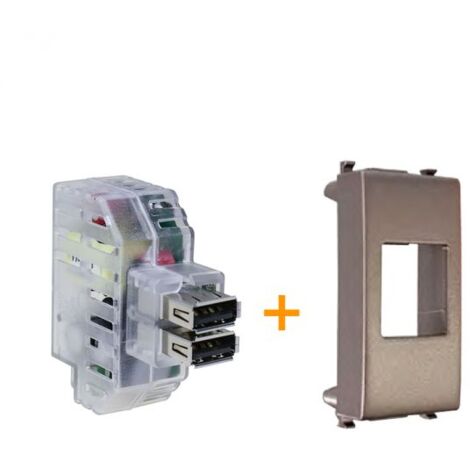 Fanton caricatore doppia presa USB AA 5V 2,4A Compatibile Vimar ARKE Metallizzato
