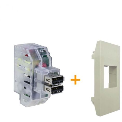 Fanton caricatore doppia presa USB AA 5V 2,4A Compatibile Vimar Linea Canapa