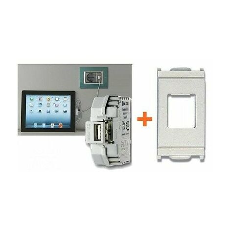 Fanton caricatore presa USB 2,1A 5V compatibile Vimar Idea bianca - 82890-VB