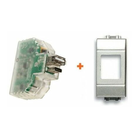Fanton caricatore USB A+C incasso compatibile Bticino Light Tech argento - 82893-LA