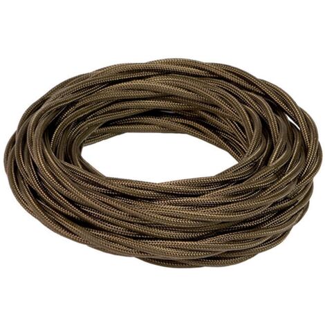 FANTON cavo elettrico tessile colore marrone treccia seta 2mt 3G1.5 filo rivestito in tessuto vintage stile retrò per lampadari applique 93868-02