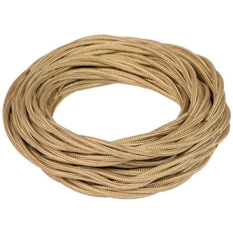 FANTON cavo elettrico tessile colore oro treccia seta 2mt 3G0,75 filo rivestito in tessuto vintage stile retrò per lampadari applique 93846-02