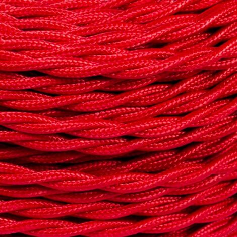 FANTON cavo elettrico tessile colore rosso treccia seta 10mt 3G0,75 filo rivestito in tessuto vintage stile retrò per lampadari applique 93836-10