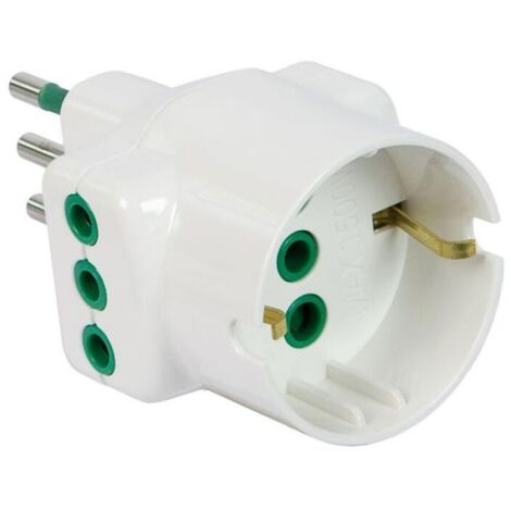 Fanton enchufe adaptador triple 2P+E 10A 2 tomas 10A schuko 82670-E