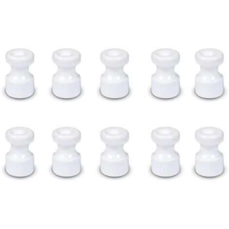 FANTON Isolatore in plastica bianco effetto ceramica Kit 10 isolatori Ø 16mm h 25 mm per installazioni cavo seta vintage completi di viti ottonate 84035-B10