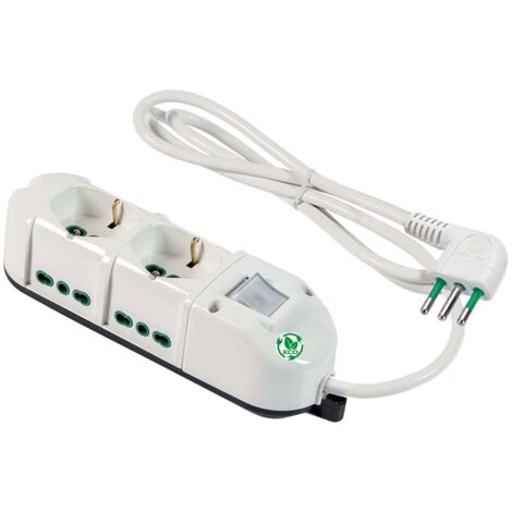 FANTON Multipresa TRIAX ECO RELIFE 2 prese bipasso shuko 2P+T 16A + 4 prese bipasso lateral icavo 1,5 m. 3+ interruttore luminoso 491124ECO