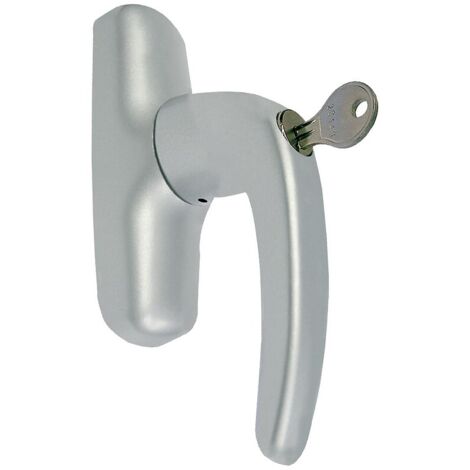 Fapim – Crémone à clé Néfer 1 fourche 84-104 mm – Aluminium gris – Pour oscillo-battant inversé – Livrée avec clé et vis de fixation