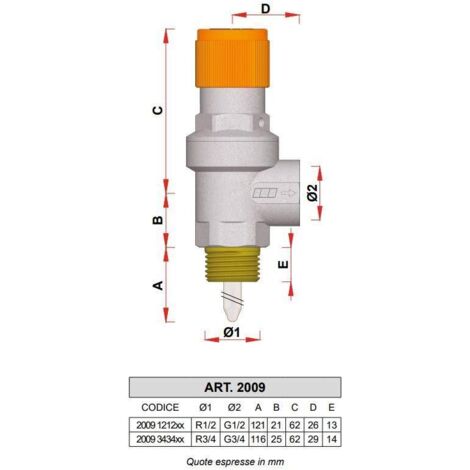 FAR 2009 Valvola Sicurezza Combinata Cromata Ø1/2" Maschio X 1/2" Femmina 6Bar - 2009 121260