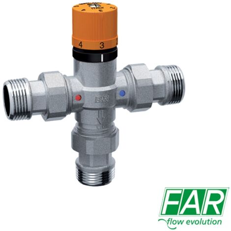 Far miscelatore termostatico completo di bocchettoni 3/4 3955-34 per solari