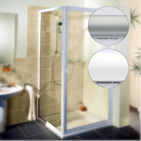 Fara 4 Seitenwand für Drehtür, Klapptür oder Schiebetür, Klarglas 4mm, 800 x 1850mm, Profil weiß