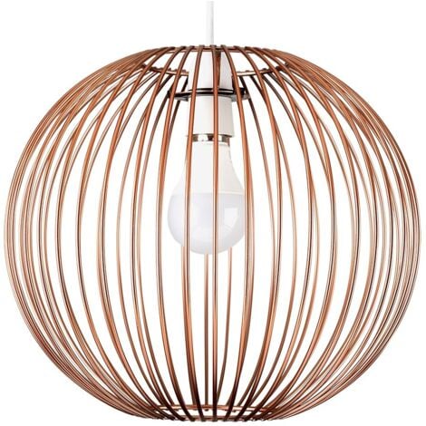 Faraday Metal Basket Style Globe Ceiling Pendant Light Shade In Copper Effect Finish