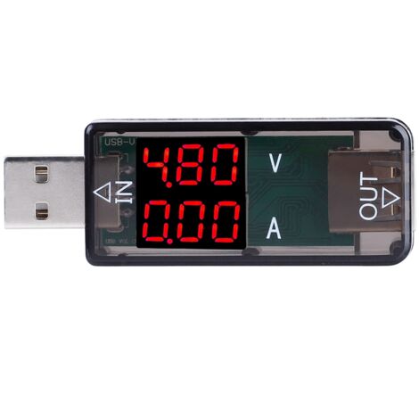 Farb-LCD-USB-Multimeter, Voltmeter, Amperemeter, Strommultimeter, Ladegerät, USB-Tester (Schwarz)