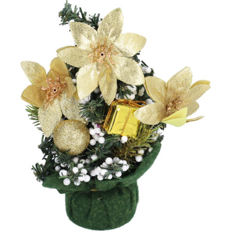 Farbenfroher und innovativer künstlicher Miniatur-Weihnachtsbaum fürs Büro, strahlende und niedliche goldene Weihnachtsdekoration