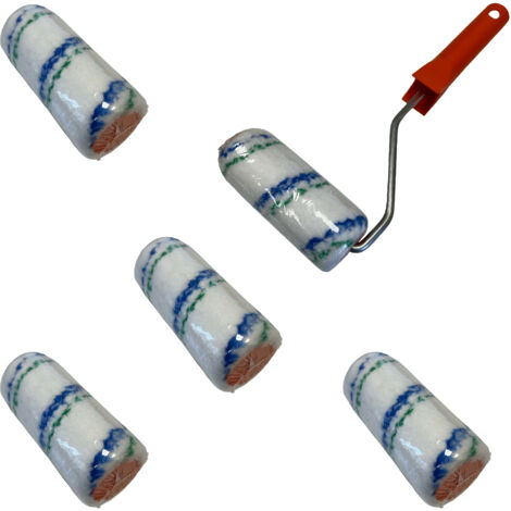 Farbroller Malerwalze 5 St. mit Bügel Farbwalze Mikrofaser Streichroller 10cm CT01