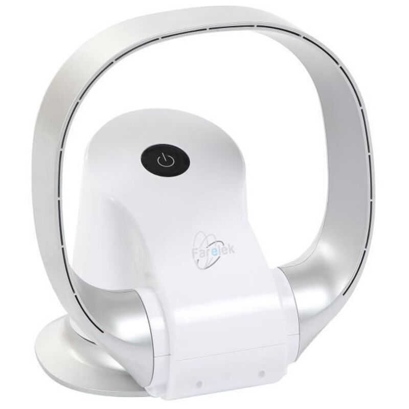 Farelek - silent-air ring - Ventilateur à poser sans pale 26W très silencieux blanc et argent