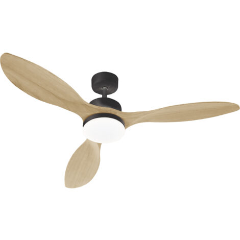 Farelek Oklahoma Noir & Bois Ventilateur Plafond LED 137cm