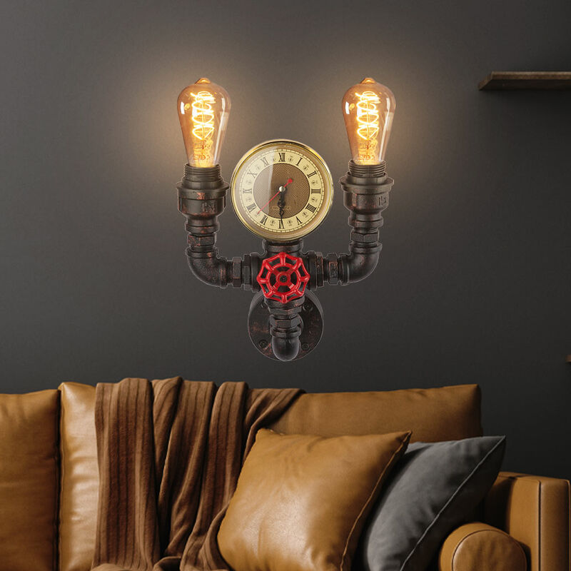 Image of Lampada da parete, tubo dell'acqua, lampada da soggiorno, orologio al quarzo, faretto a filamento in un set, incluse lampadine a led