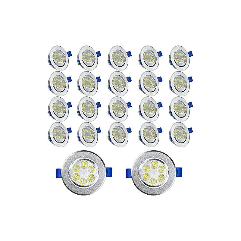 Image of Faretto da incasso a LED 230V set di 20 luci da incasso piatte 3W faretto da incasso per bagno mini faretto a soffitto in alluminio - 20x3W, bianco