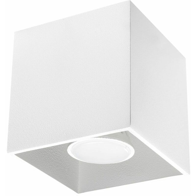 Image of Faretti a plafone, plafoniere quadrate, spot GU10 a plafone, alluminio bianco, 1x GU10, LxH 10x10 cm, sala da pranzo