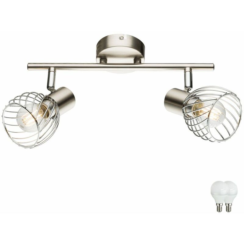 Image of Etc-shop - Faretto a soffitto gabbia design sala da pranzo lampada cromata spot mobili in un set che include lampadine a led