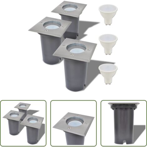 Faretti carrabili -  Faretti Carrabili da Esterno a LED 3 pz Quadrati