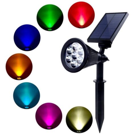 Faretti da giardino solari impermeabili da 2 pezzi 7LED Faretti da giardino per esterni Paesaggio Spike Light7 Luce colorata