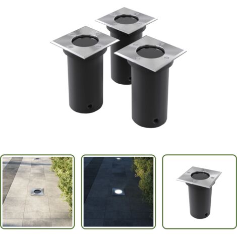 Faretti da incasso -  Faretti a Incasso per Esterno Set 3 pz Quadrati