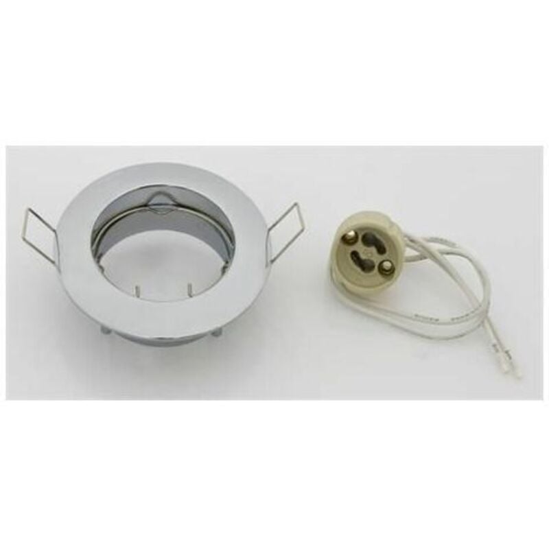Supporto fisso per faretti a led GU10 ad incasso tondo cromo per cartongesso cromato
