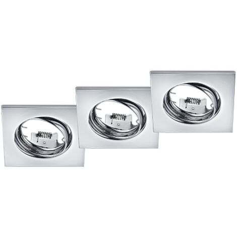 Faretti da Incasso Quadrati Orientabili Cromati 3W 8per8 cm Kit 3 Pz Jura GD Trio