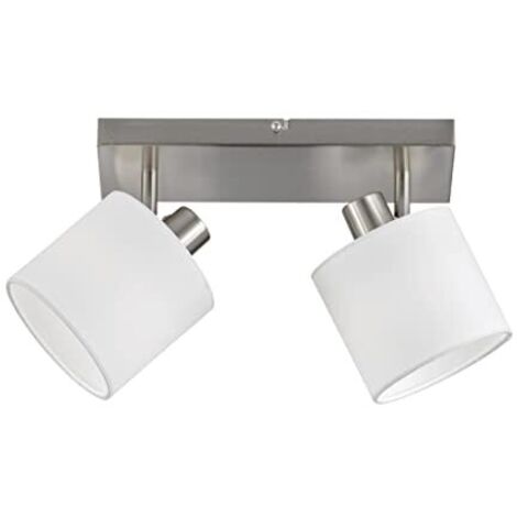 Faretti da Interno su Barra Acciaio 2 Spots E14 Diffusori Bianchi GD Trio